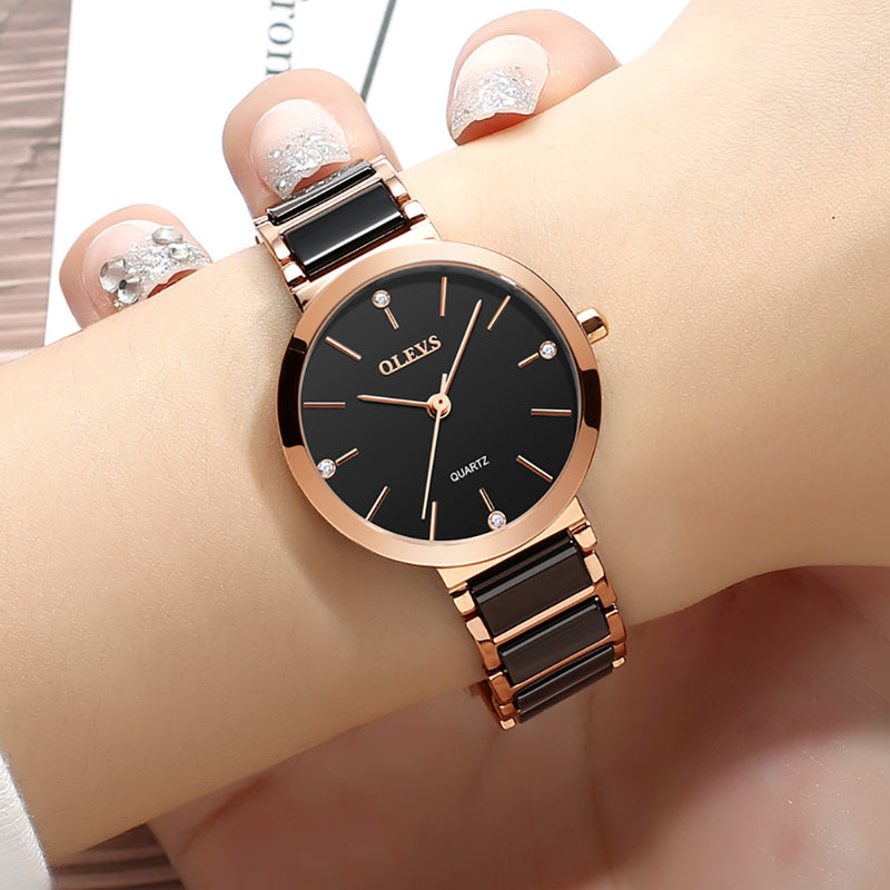 ladies' ceramic strap quartz watch, view 6 - MRSLM
