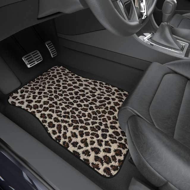 Leopard Print Car Floor Mats Set