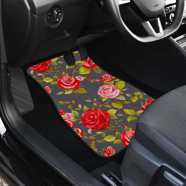 rose-blush floral car floor mats set - MRSLM