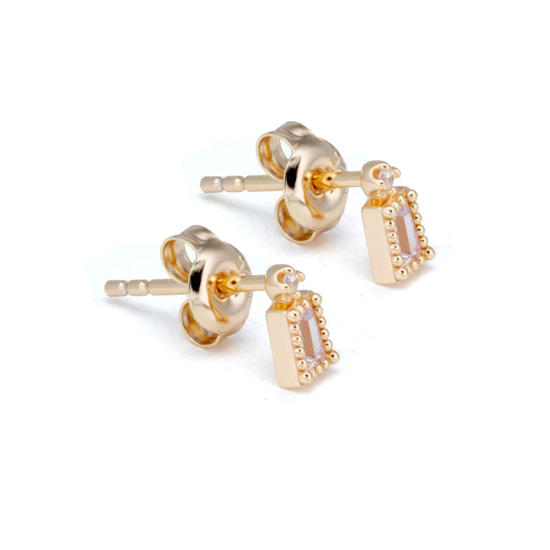 t square white zirconium earrings, view 2 - MRSLM