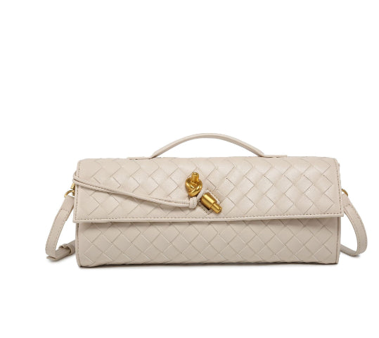 woven leather crossbody clutch bag, view 23 - MRSLM