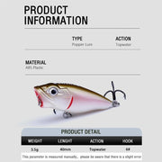 mini popper fishing lure topwater, view 10 - MRSLM