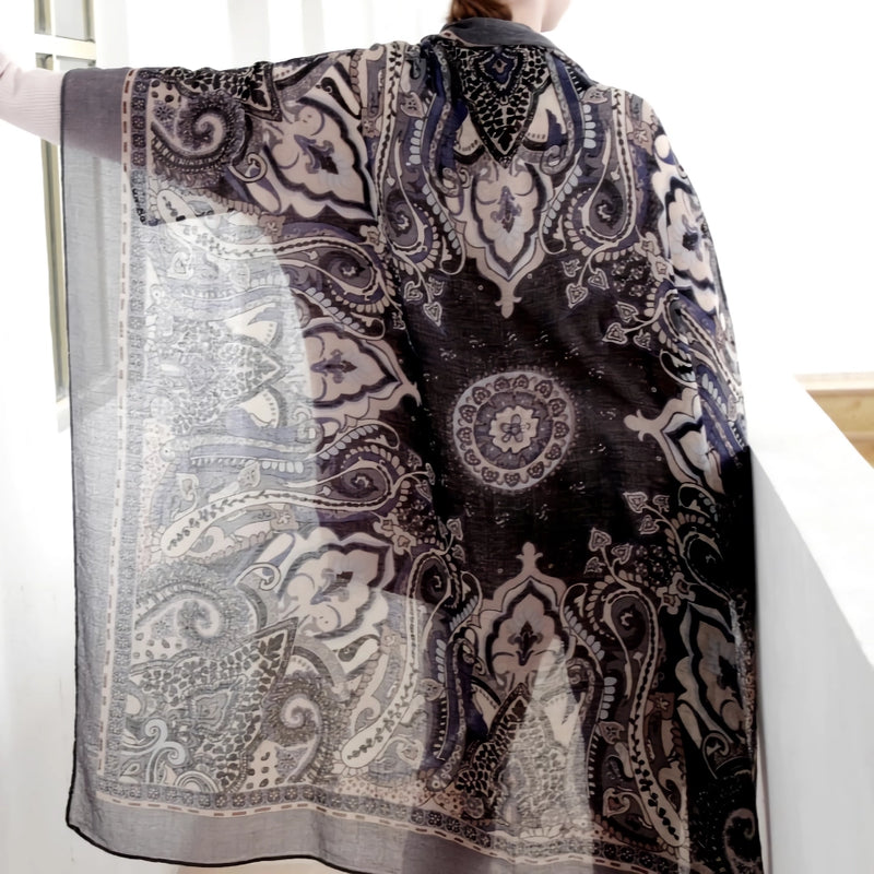 women's wool square scarf animal print, view 4 - MRSLM