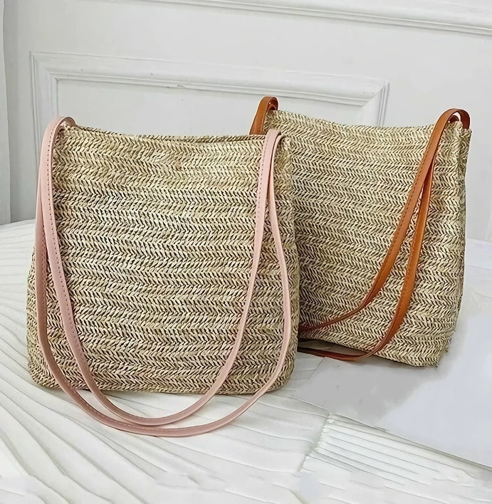 bohemian straw woven shoulder bag, view 5 - MRSLM
