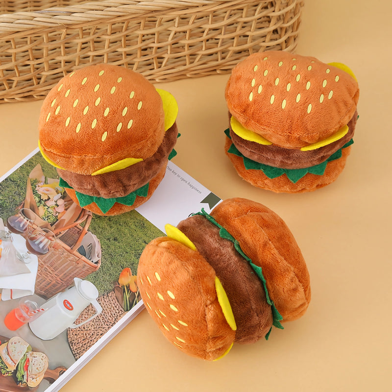 hamburger plush dog chew toy - MRSLM