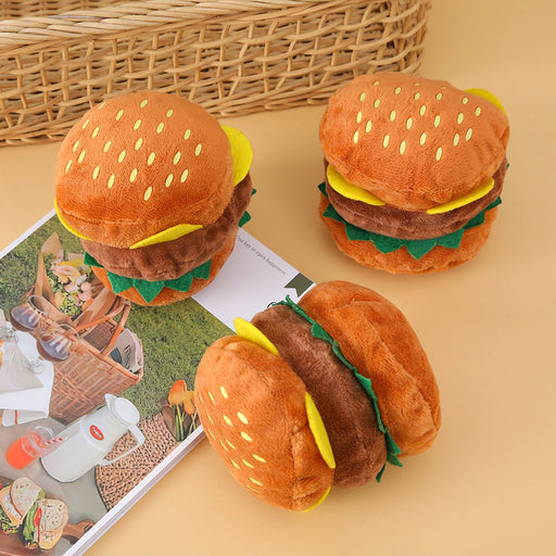 hamburger plush dog chew toy - MRSLM