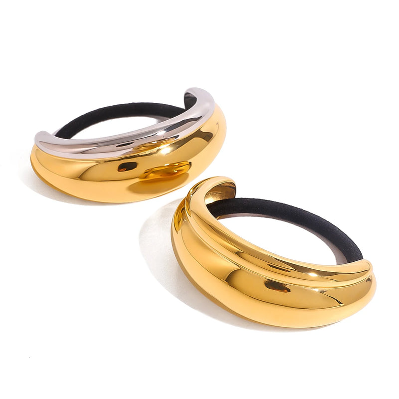 gold plated crescent hair tie, view 8 - MRSLM
