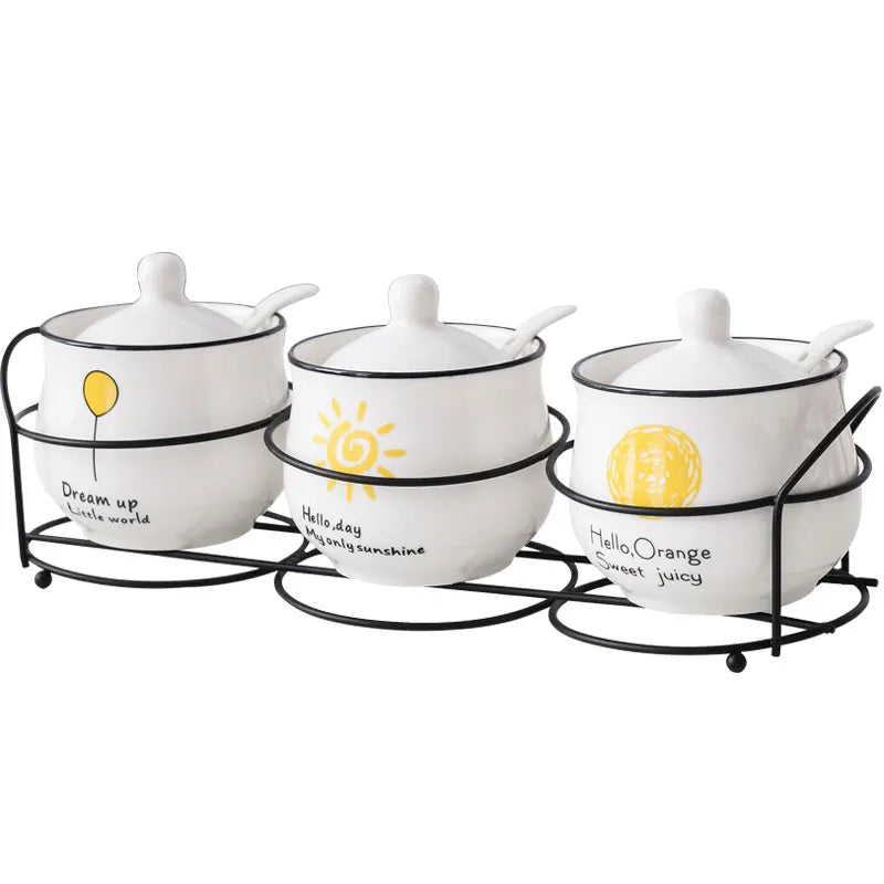 Ceramic spice jar set with spoon and lid, view 14 - MRSLM