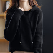women's short hooded pullover sweater, view 2 - MRSLM