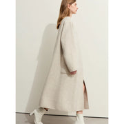 minimalist woolen long coat for women, view 3 - MRSLM