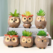 owl ceramic flower pot, view 7 - MRSLM