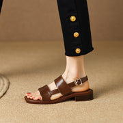 retro low heel leather sandals, view 9 - MRSLM