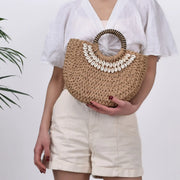 Handmade woven seashell crossbody handbag, view 4 - MRSLM