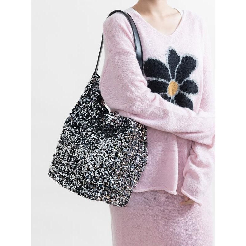 sparkling sequin hobo evening purse, view 6 - MRSLM