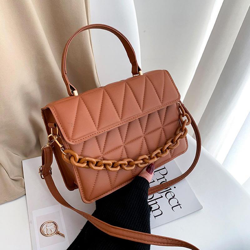 Chain-trimmed plaid crossbody bag - MRSLM