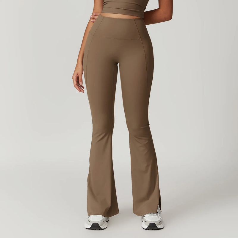 high waist flared yoga pants, view 4 - MRSLM