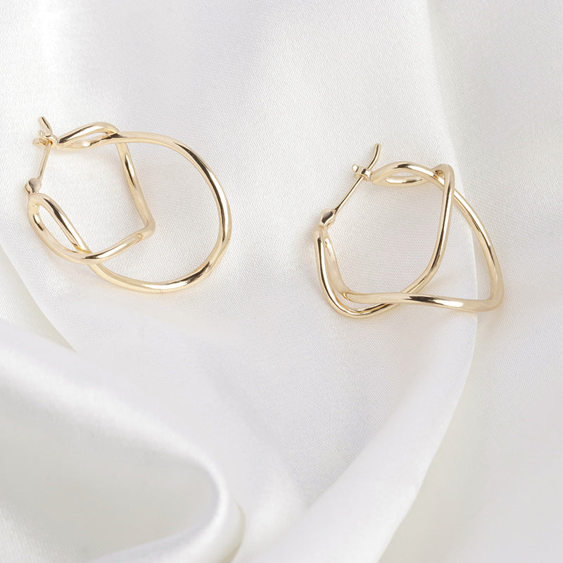 simple line silver earrings, view 3 - MRSLM