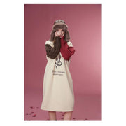 Graphic knitted fleece hooded dress, view 7 - MRSLM