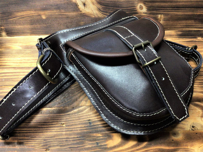 Leather motorcycle waist phone bag, view 6 - MRSLM