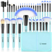 32-piece makeup brush set with case, view 2 - MRSLM