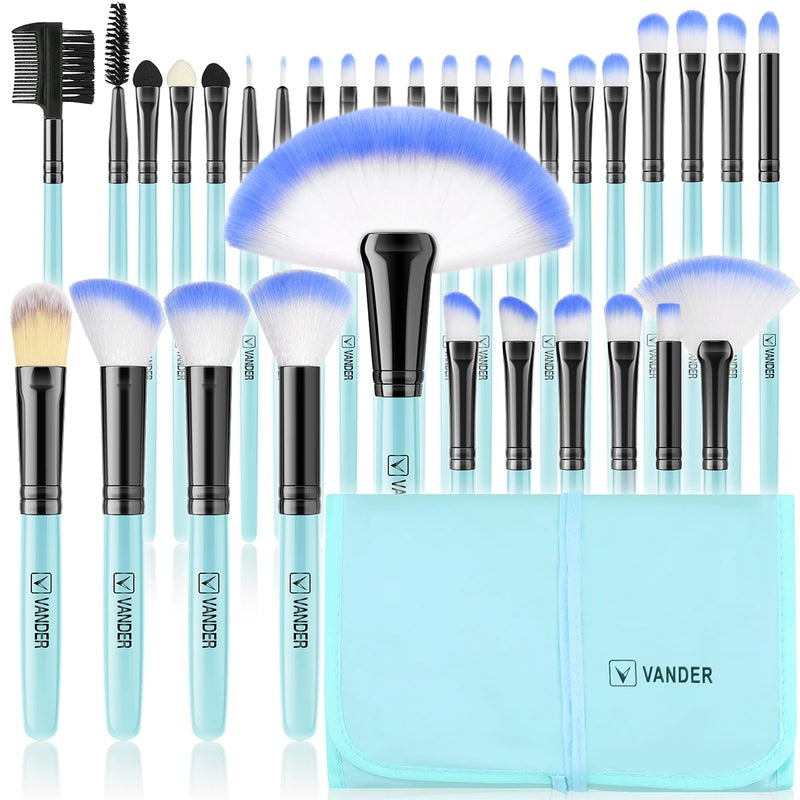 32-piece makeup brush set with case, view 2 - MRSLM