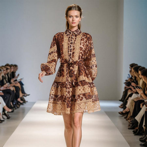 long sleeve leopard print dress - MRSLM
