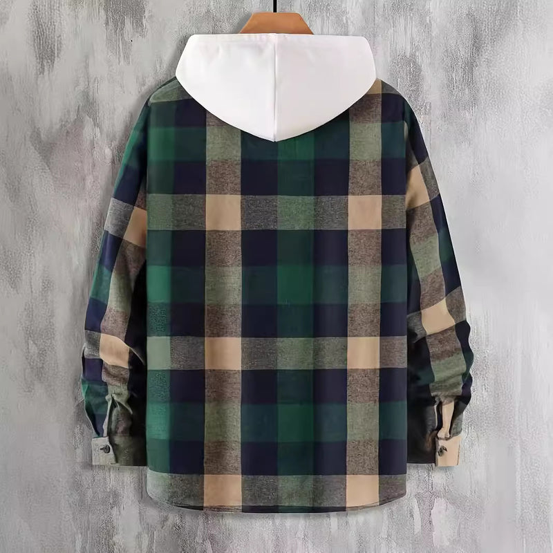 dark green plaid commuter shirt, view 2 - MRSLM