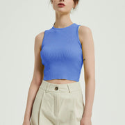 Sleeveless knitted crop top, view 9 - MRSLM