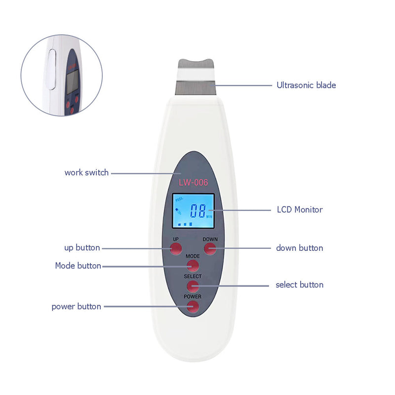 ultrasonic skin scrubber face cleaning machine, view 6 - MRSLM