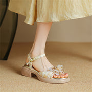 Leather chunky heel sandals, view 26 - MRSLM
