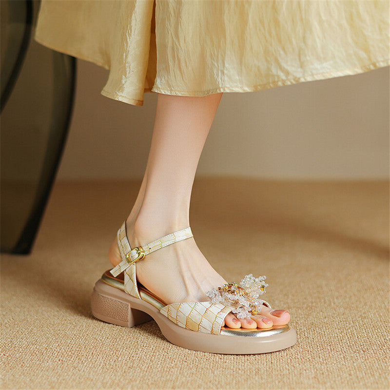 Leather chunky heel sandals, view 26 - MRSLM