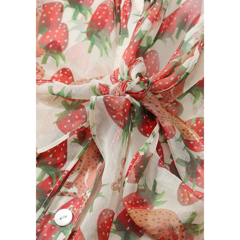 floral chiffon blouse with lantern sleeves, view 6 - MRSLM