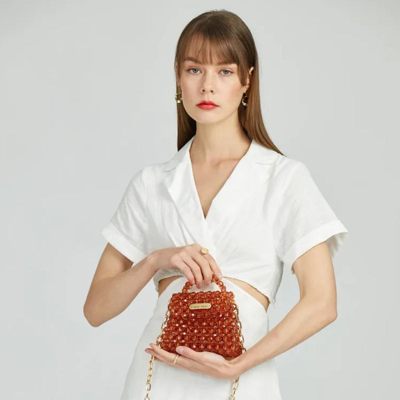crystal pearls beaded crossbody bag, view 6 - MRSLM