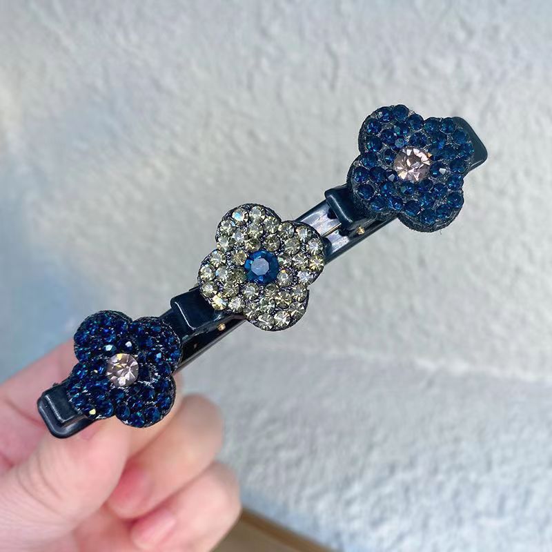 floral crystal braided hair clips, view 3 - MRSLM