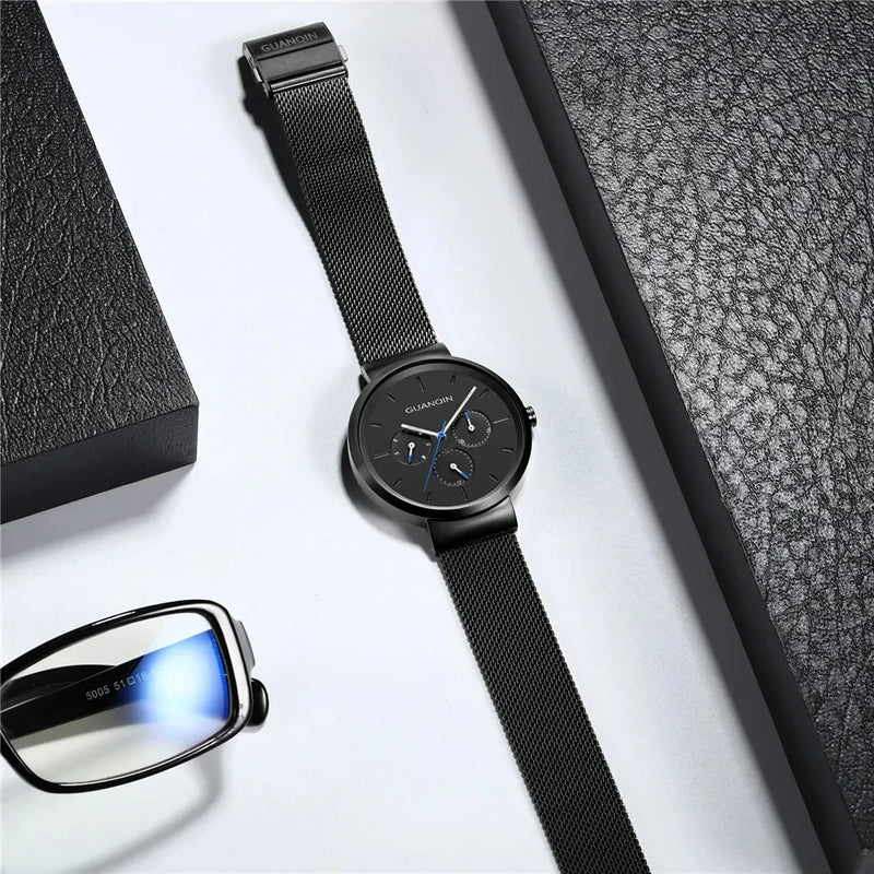 men's quartz mesh band watch, view 6 - MRSLM