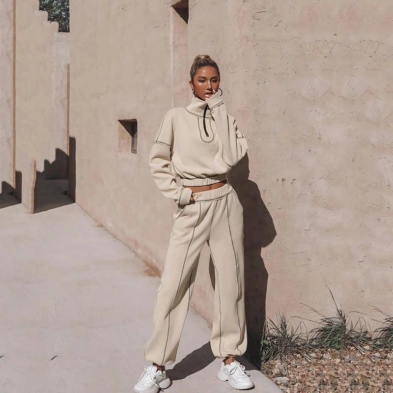 sweatshirt and elastic waist pant set, view 3 - MRSLM
