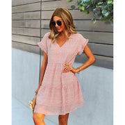 V-neck ruffled A-line dress, view 33 - MRSLM