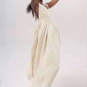 v-neck suspender split backless dress, view 5 - MRSLM