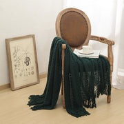 Nordic knit tassel throw blanket, view 11 - MRSLM