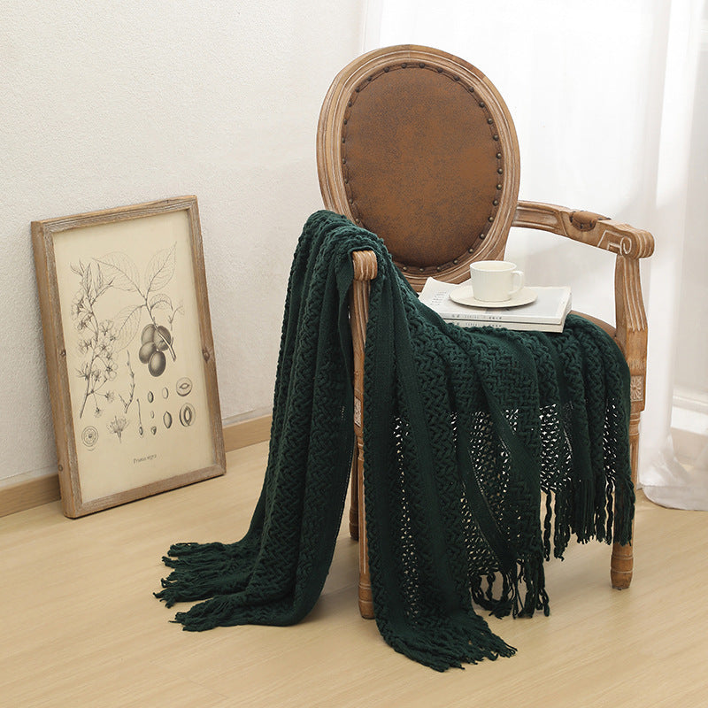 Nordic knit tassel throw blanket, view 11 - MRSLM