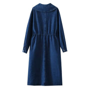 long sleeve blue denim dress, view 3 - MRSLM