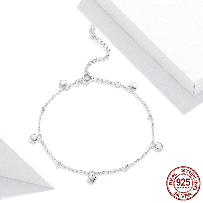 simple heart plated silver bracelet, view 3 - MRSLM