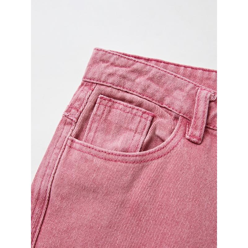 pink high waist wide leg jeans, view 5 - MRSLM