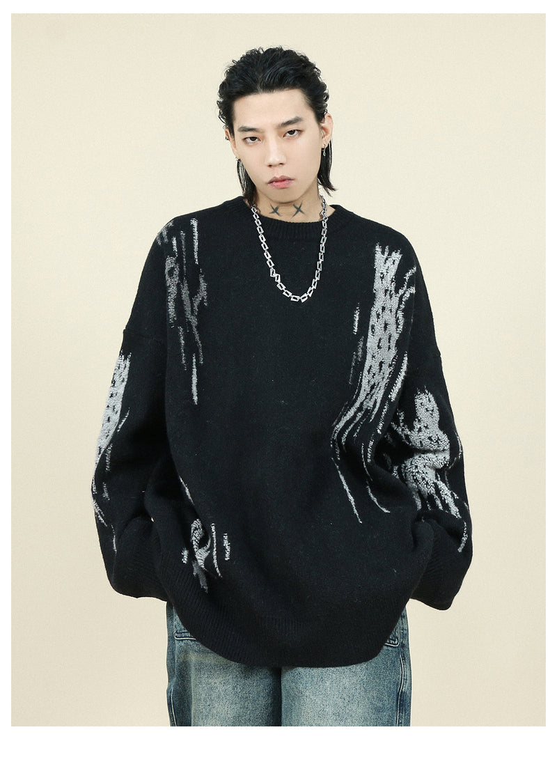 men's loose crew neck pullover sweater, view 9 - MRSLM