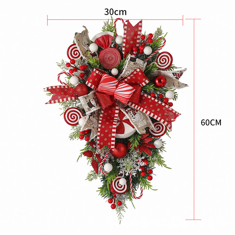 Upside-down Christmas tree candy wreath, view 12 - MRSLM