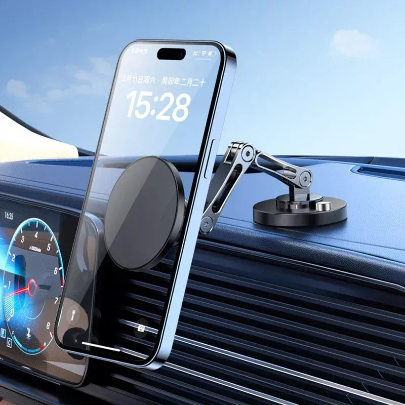 Magnetic 360° Rotating Car Phone Holder for iPhone 12, 13 & 14 with Foldable Stand