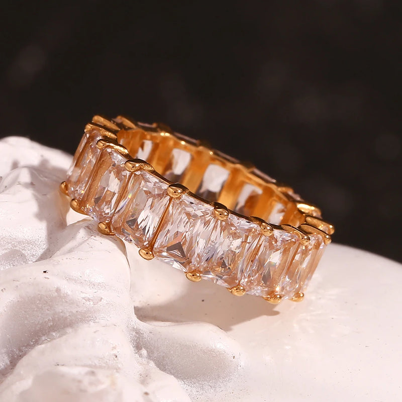 gold plated square zircon ring, view 6 - MRSLM