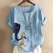 women's cartoon print loose cotton t-shirt - MRSLM