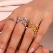 adjustable 18k gold plated ocean-inspired ring, view 5 - MRSLM