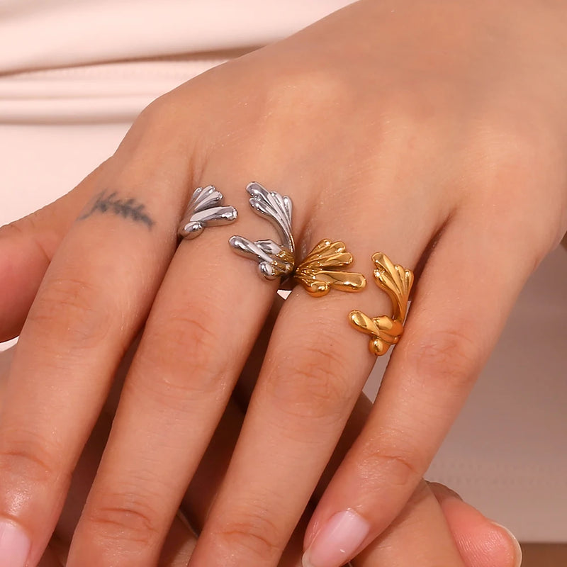 adjustable 18k gold plated ocean-inspired ring, view 5 - MRSLM